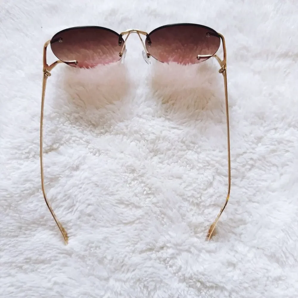 Ruth Clear Brown & Pink Round Metal Sunglasses